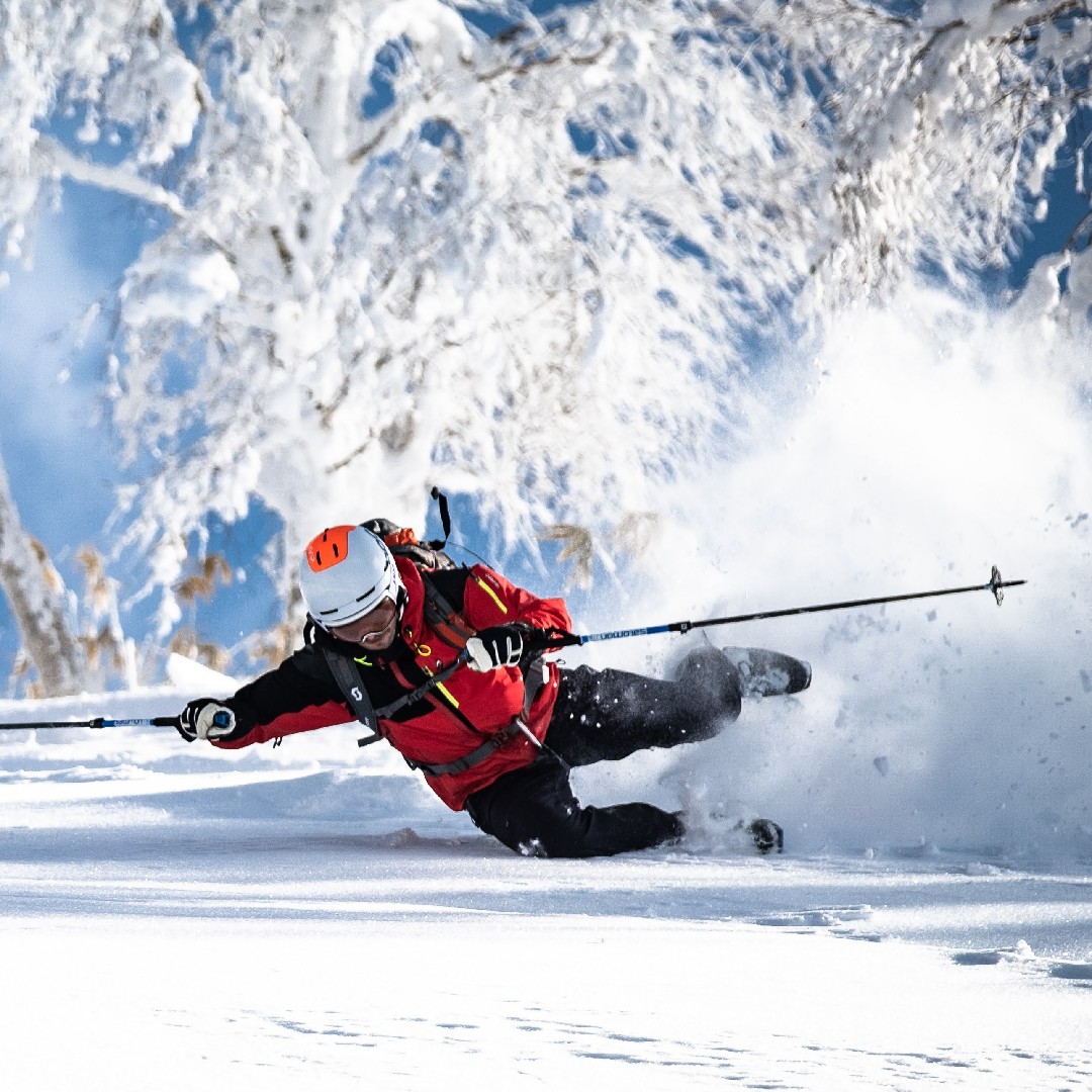 Skier falling after being ejected from the binding